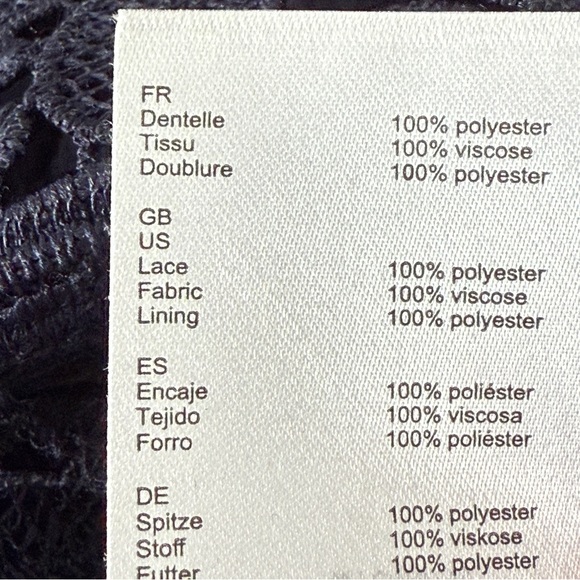 Maje Navy Blue REPINE Lace Mini Dress Size 4 Long Sleeve Formal Sheer Cocktail - Picture 10 of 11